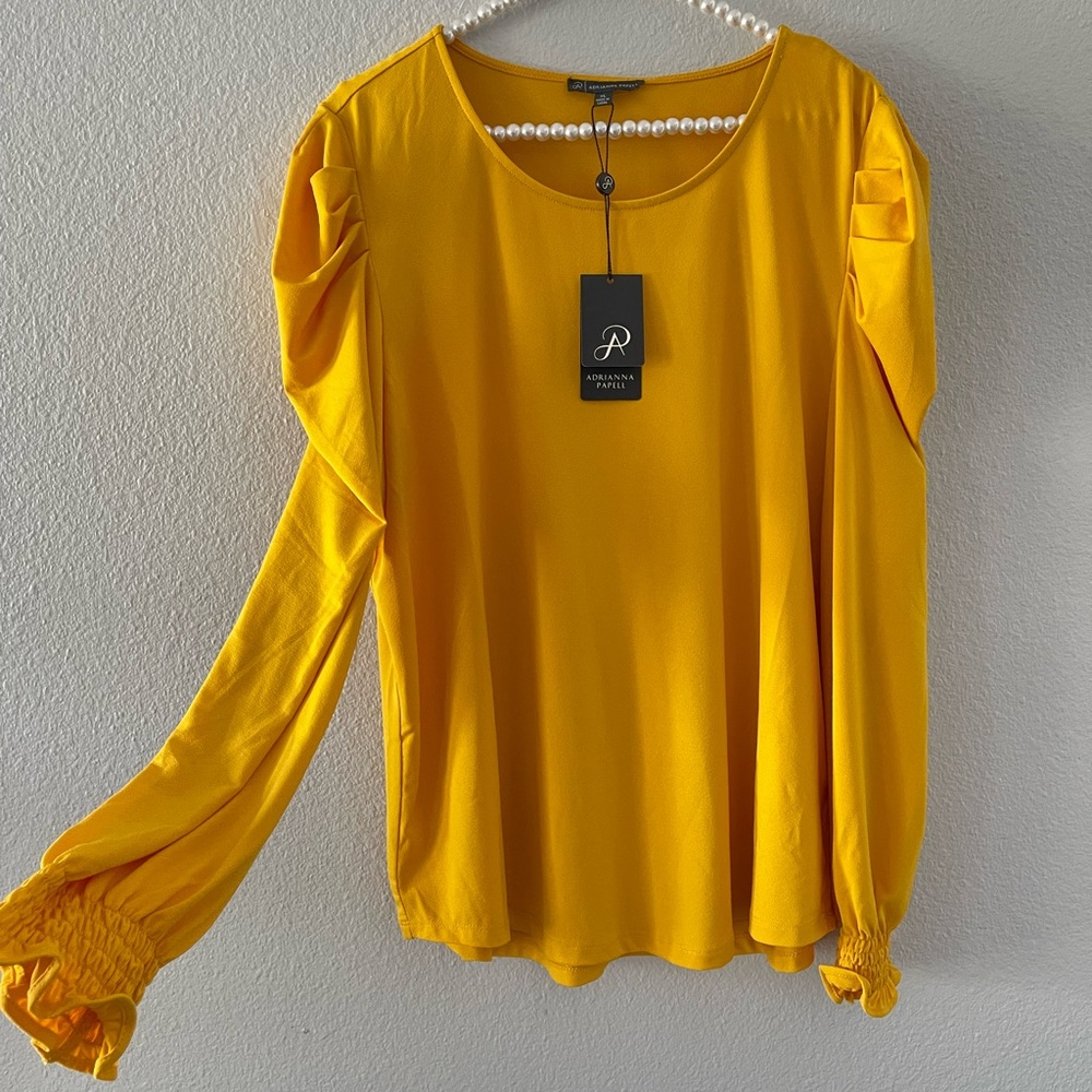 Adrianna Papell Solid moss crepe top